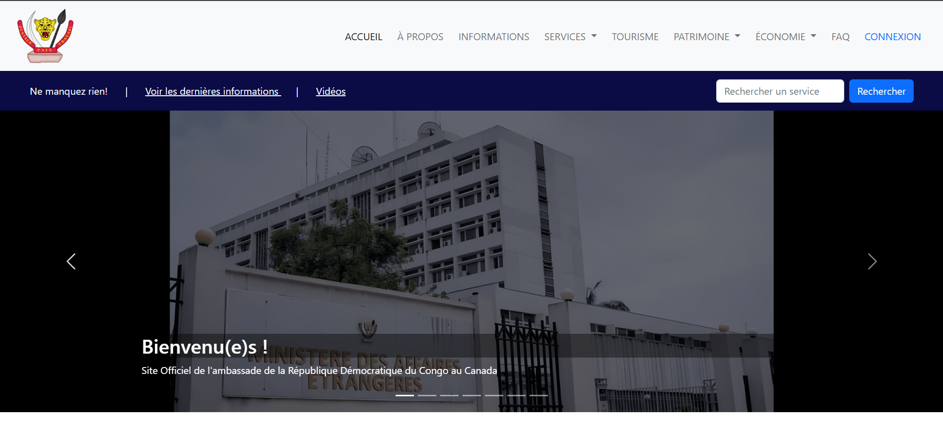 DRC Embassy website screenshot mockup