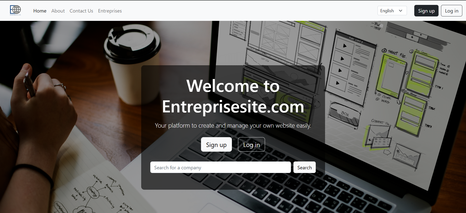 Entreprisesite interface screenshot