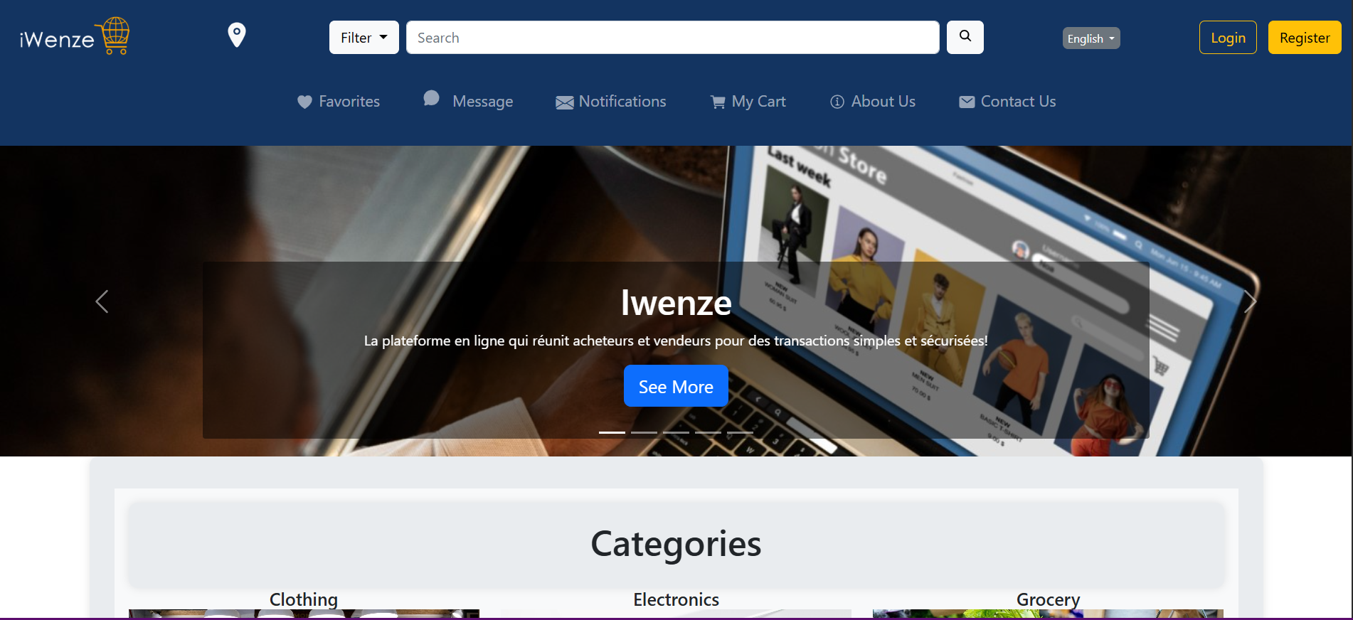 Iwenze e-commerce platform screenshot